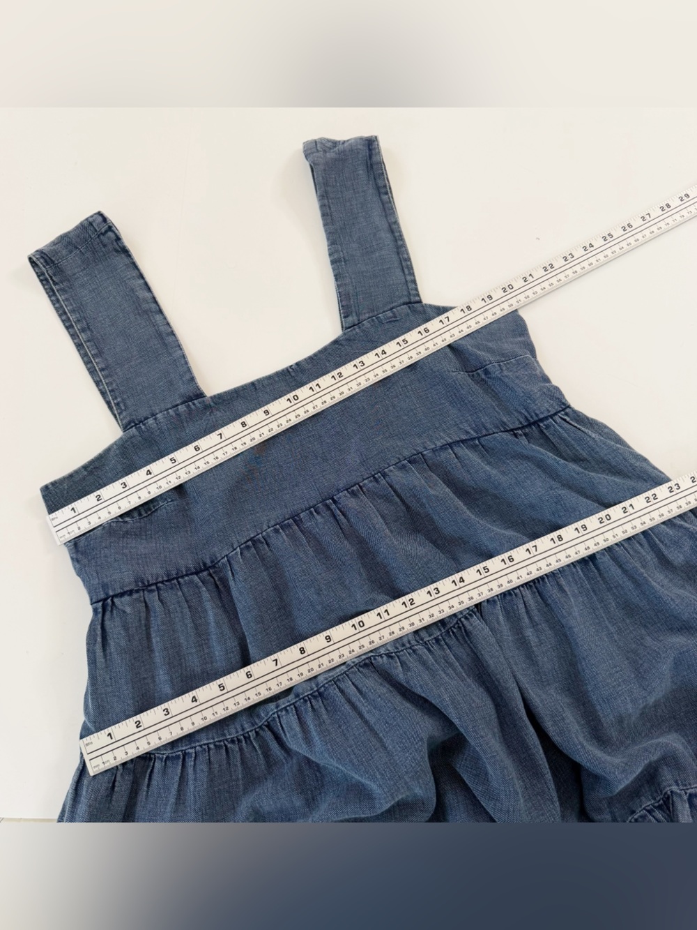 By Anthropologie Dress Womens XL Denim Tiered Helena Midi Blue - Picture 7 of 12